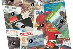Various covers of Poultry International are featured on this month’s cover. They are: 1. July 1989; 2. July 2003 Who's Who International in the Egg & Poultry Industries; 3. March 2006 First edition of most recent redesign of Poultry International; 4. May 1977; 5. April 1999; 6. April 1989