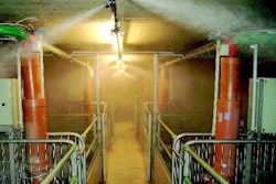 Extra security: Under computer control, a fog of tiny water droplets is released from spray heads at ceiling level in the event that smoke is detected inside this German house.