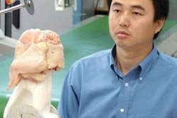Debao Zhou, post-doctoral fellow, is working on the design of the smart' deboning system that is capable of adapting to internal bird anatomy while compensating for any body deformations