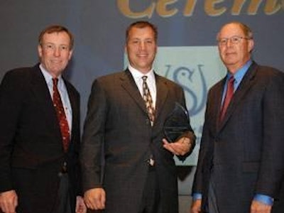 Monty Henderson, USPOULTRY vice chairman; Ron Kreider, president, Kreider Farms; Bill Bradley, USPOULTRY chairman.
