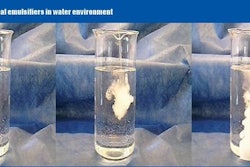 This image shows a nutritional emulsifier sprayed in 100 percent water. In contrast with technical emulsifiers with a higher HLB, nutritional emulsifiers can be highly soluble in the watery environment of the intestine.