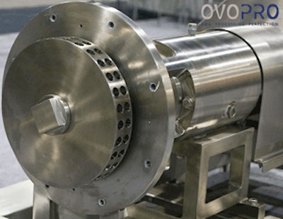 OvoPro Shock module applies the principle of cavitation to homogenize egg and yolk liquid to facilitate pasteurization.