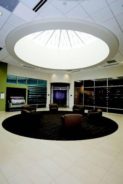 Butterball's new headquarters has dramatic features like this product display area.