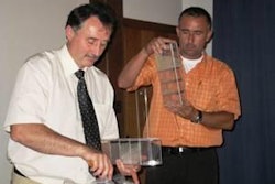 The team sieving feed.