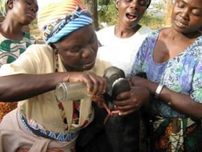 SHMPA trains Malawian women in adequate administration of animal medicines.