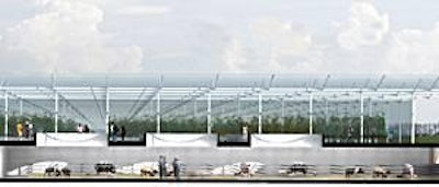 An artist’s impression of what the revolutionary pig and tomato farm will look like when it is built in Denmark in 2010. Photos courtesy of Nee Rentz-Petersen, Architect,Gottlieb Paludan Architects.