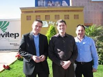 From left: Bouke Hamminga, director, international sales and business development of Pas Reform Hatchery Technologies; Jose Antonio Gonzalez Franco, general manager of Hy-line Mexico; and Ranulfo Ortiz, business development manager, Pas Reform for Latin America.