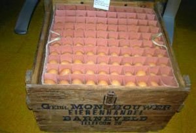 Transport container used by farmers and dealers in earlier times to convey eggs to market. Displayed at the 2010 VIV exhibition by the Dutch Historical Society.