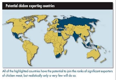 All of the highlighted countries have the potential to join the ranks of significant exporters of chicken meat, but realistically only a very few will do so.