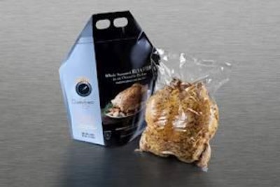 The secondary package conveys product identification, cooking instructions, branding and nutrition information and other label requirements. Image courtesy Sealed Air Cryovac