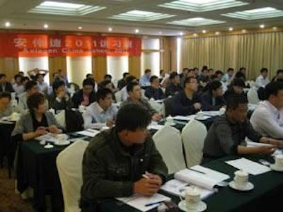 Attendees sit in on one of the presentations during Aviagen China's 2011 school.