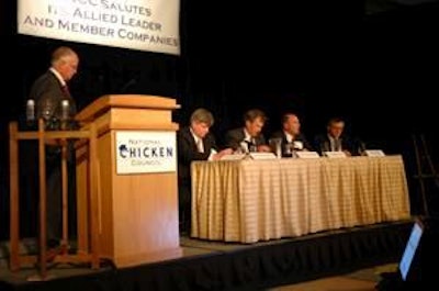 Don Jackson, president and CEO, JBS USA, moderated a panel of U.S. chicken industry executives at the National Chicken Council’s 57th Annual Meeting.
