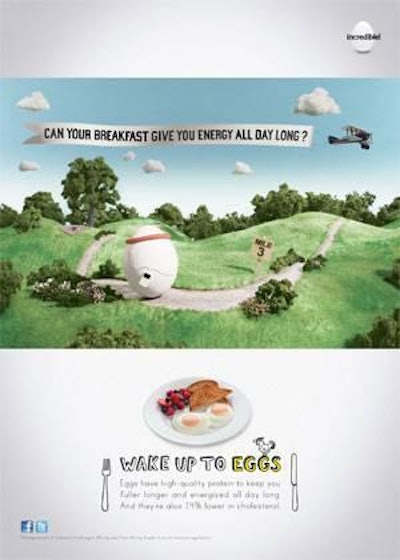 A magazine ad from the the American Egg Board's national advertising campaign, 'Wake Up to Eggs.'