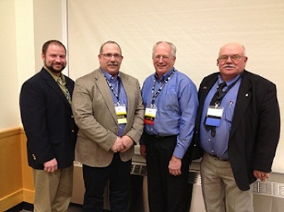 The Midwest Poultry Federation recently elected its officers. Pictured, from left, are Dr. Darrin Karcher, Secretary-Treasurer; Kim Reis, 1st Vice President; Allen Behl, Past President; and William Claybaugh, President. (Not pictured: Ben Thompson, 2nd Vice President).