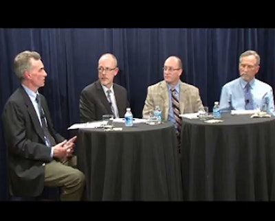 Veterinarians William Flynn, G. Donald Ritter, Randy Singer and Stephen Sutherland address antibiotic use in feed during a recent roundtable discussion.