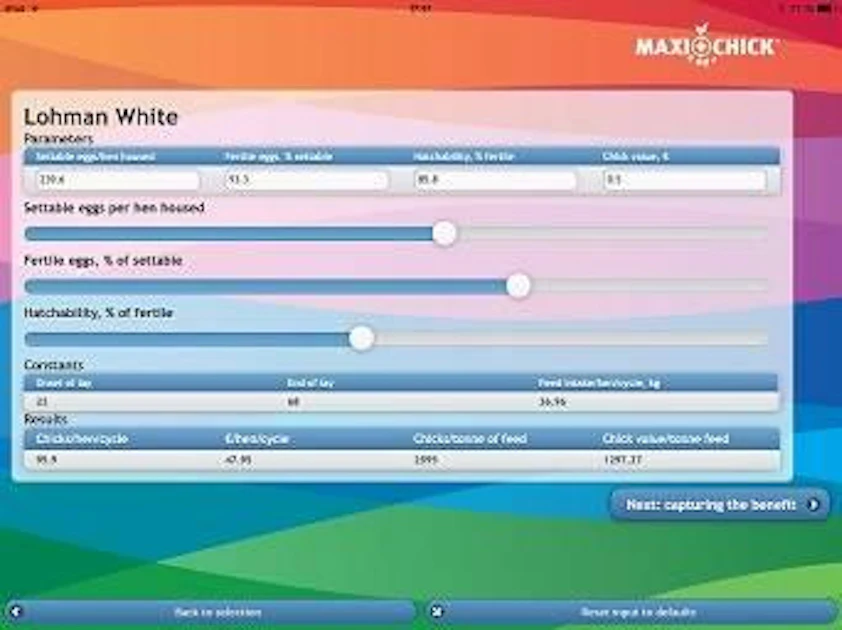 Maxichick DSM MaxiChick Breeder Calculator App From: DSM Nutritional Products ...