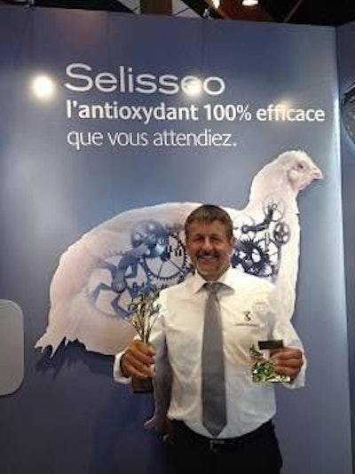 Pierre-Andre Geraert, marketing innovation director, Adisseo, accepts one of three three-star Innov’Space awards that were presented at SPACE 2014.
