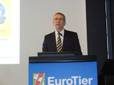 Dr. Reinhard Grandke, CEO of DLG, speaks at EuroTier 2012.