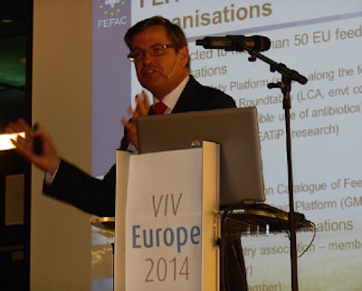 Ruud Tijssens, president of the European Feed Manufacturers’ Federation, outlines the obstacles to growth faced by European agriculture during the opening conference of VIV Europe 2014.