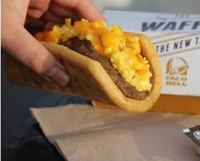 Photo courtesy of Taco Bell | New breakfast menu items, like Taco Bell's Waffle Taco, have helped fuel the growth of egg sales at quick-service restaurants.