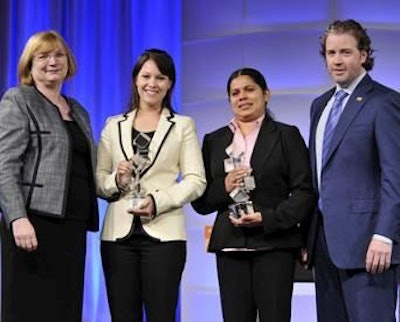 Amanda Pesqueria and Nimesha Fernando, middle, won the Alltech Young Scientists Award.