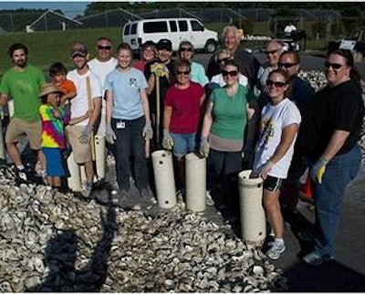 Perdue Farms' associates helped fill hundreds of bags with oyster shells for future restoration projects.