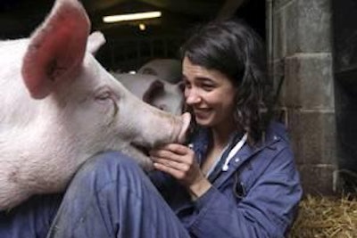 Newcastle University | Ph.D. student Sophia Stavrakakis works with a pig test subject.