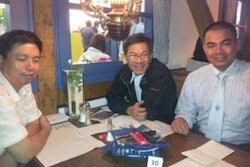 The Vietnamese delegation to EuroTier in November included (from left): Nguyen Cong Phuong of Japfa Comfeed Long An Ltd., Nguyen Thanh Liem of Proconco and Nguyen Phuong Duy of Proconco.