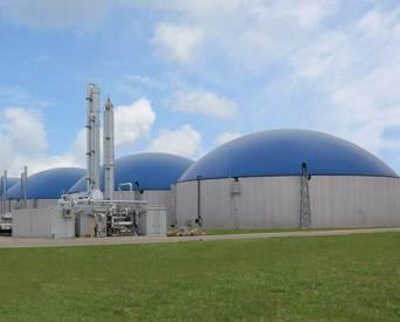 The biomethane plant uses 70,000 tons of bio-material from farmers a year.