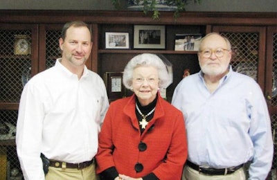 Mikell R. Fries, left, has been named President of Claxton Poultry Farms effective March 1. He is pictured with Doris S. Fries, CEO and board chair, and outgoing president Jerry Lane. | Claxton Poultry Farms