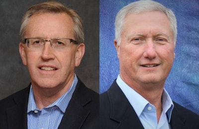 Steve Evans (left), former CEO of Allen Harim Foods, has rejoined Perdue Farms Inc. as president of Perdue Foods L.L.C., effective May 31, 2016. Joe Moran will succeed Evans as CEO at Allen Harim.