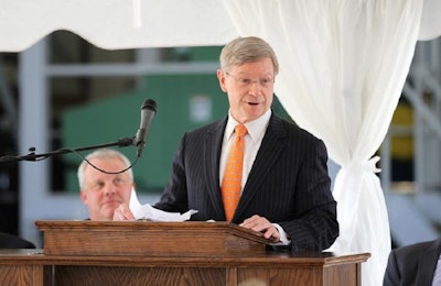 Charles C. “Buddy” Miller III speaks at the November 4 dedication ceremony for the new poultry research and education center, named for his late father, Charles C. Miller Jr. | Auburn University