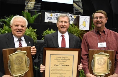 Sen. Gerald Hocker, Paul Downes and Dave Lovell were among those honored at the recent Delmarva Poultry Industry banquet. | Delmarva Poultry Industry