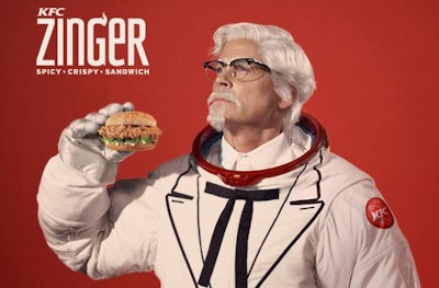 Rob Lowe pays tribute to one of his childhood heroes, Colonel Harland Sanders, by portraying him in a new KFC ad. | PR Newswire