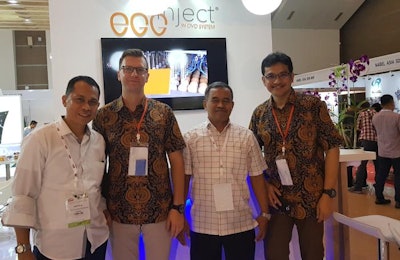 Leaders from Japfa Comfeed, Ecat-iD and Gemilang Group celebrate the upgrading of Japfa's hatchery in Subang, West Java, Indonesia. | Ecat-iD