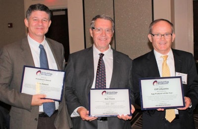 United Egg Producers honored, from left, Tom Hebert, Ron Truex and Cliff Lillywhite at its annual executive conference on October 19. | United Egg Producers