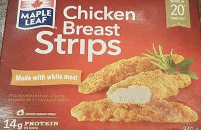 Maple Leaf brand chicken breast strips are being recalled because they may contain the toxin produced by Staphylococcus bacteria. | CFIA