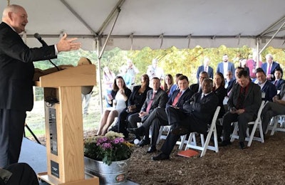 U.S. Secretary of Agriculture Sonny Perdue addresses the crowd at the groundbreaking ceremony for the Southeast Poultry Research Laboratory renovation project. | Photo from Twitter