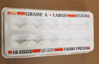 Sunups Grade A large eggs, distributed in Florida, were recalled by Cal-Maine Foods for possible Salmonella Braenderup contamination. The eggs were purchased from a Rose Acre Farms facility connected to a Salmonella Braenderup outbreak. | Photo courtesy of Cal-Maine Foods