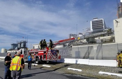 Multiple fire agencies responded to a fire that occurred on the roof of the Mountaire Farms poultry plant in Selbyville, Delaware. | Photo courtesy of Selbyville Volunteer Fire Company