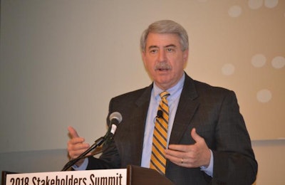 Ted McKinney, USDA under secretary for trade and foreign agricultural affairs, addresses the crowd at the 2018 Animal Agriculture Alliance Stakeholders Summit. | Roy Graber