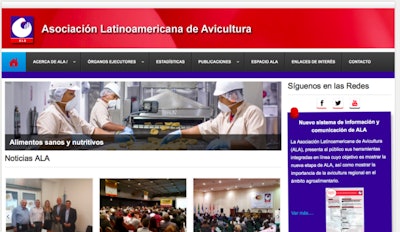 Así luce la página web de la Asociación Latinoamericana de Avicultura (ALA). | Foto captura de pantalla