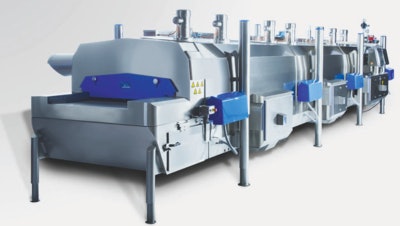 Linde CRYOWAVE CWI impingement freezer for individual quick freezing (IQF) of meat products
