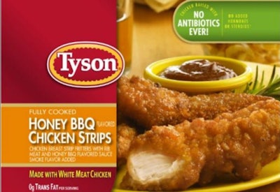 A variety of Tyson chicken strip products have been recalled due to possible contamination with extraneous materials. (Tyson Foods)