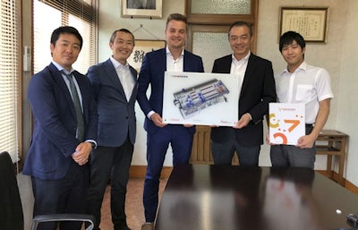 Pictured from left are: Junichi Fujimoto, sales manager at Kyowa Machinery (HatchTech representative agent in Japan); Takuma Tomosue, president of Kyowa Machinery; Marc de Visser, HatchTech international sales manager; Yuichiro Yamagami, president of Fukuda Breeders; and Takuto Miyaji, chief of the Fukuda Breeders incubation division. (HatchTech)