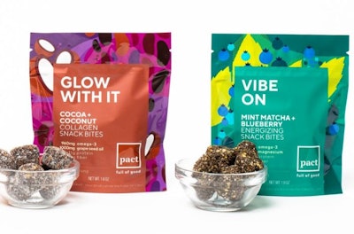 Glow With it and Vibe On are two of the varieties of Pact snack foods produced by Tyson Foods. (Tyson Foods)