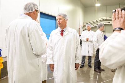Georgia Gov. Brian Kemp, center, tours the new Claxton Poultry deboning plant in Sylvania, Georgia. (Twitter)