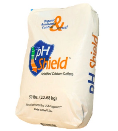 USA Gypsum pH Shield ammonia control for organic poultry litter treatment