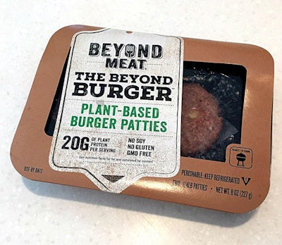 More than half of respondents were confused by the words “beef” and “even meatier” on Beyond Meat’s plant-based patty packaging in a recent survey (Beyond Meat).