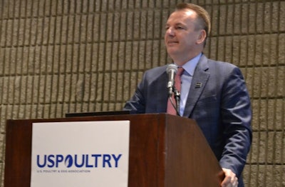 Frank Mitloehner, University of California-Davis, speaks at the Animal Agriculture Sustainability Summit at the 2020 International Production & Processing Expo. (Roy Graber)